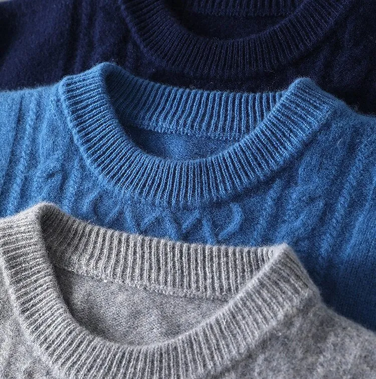 100% Merino Wool Crew Neck Jacquard Sweater