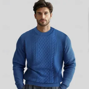 100% Merino Wool Crew Neck Jacquard Sweater