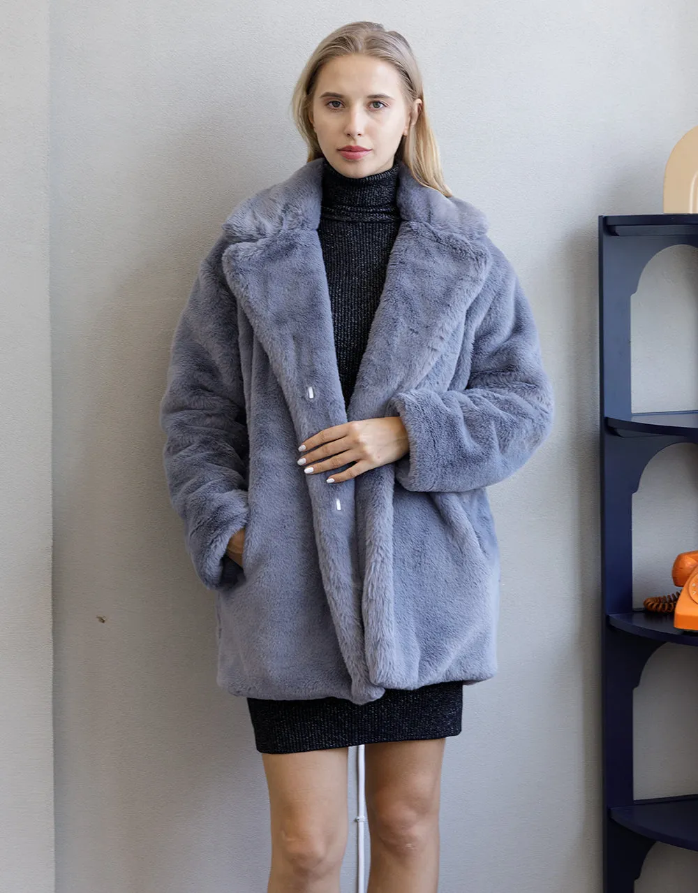 2022 Autumn Winter New Women Faux Fur Coat Elegant Fluffy Thick Warm Artificial Fur Coats