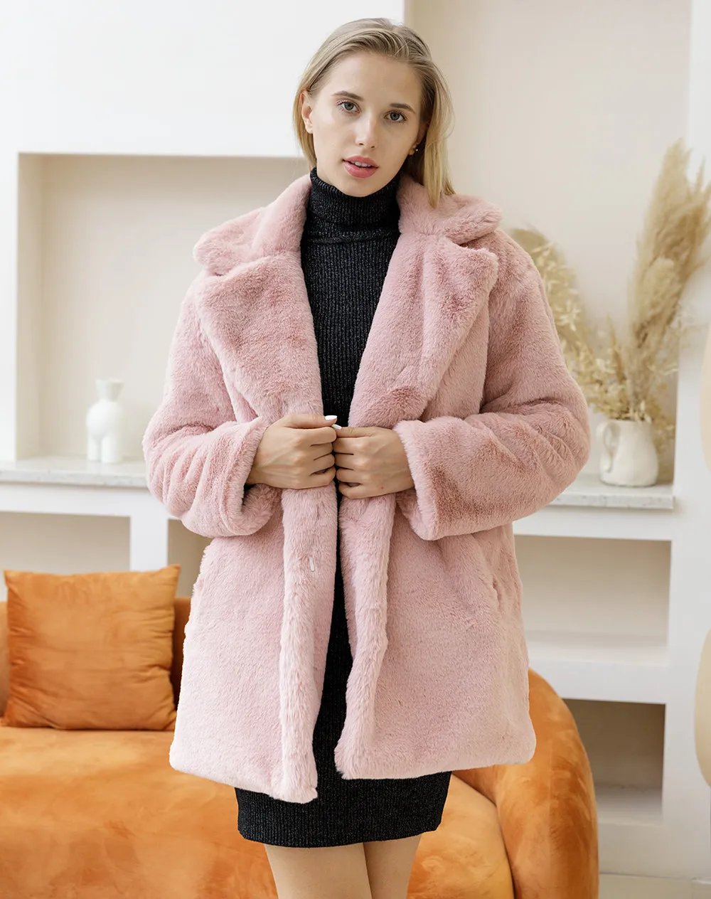 2022 Autumn Winter New Women Faux Fur Coat Elegant Fluffy Thick Warm Artificial Fur Coats