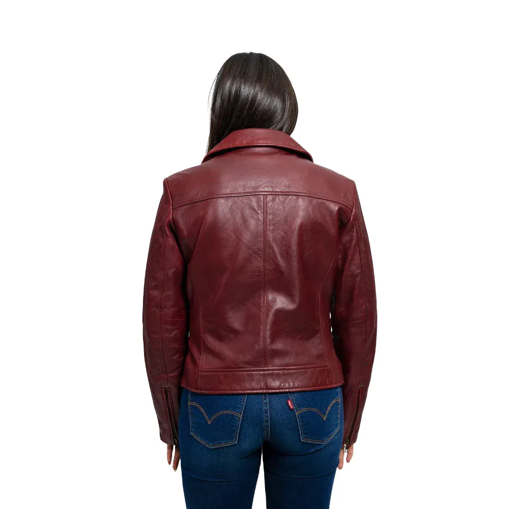 Abigail Women's Vintage Moto Leather Jacket