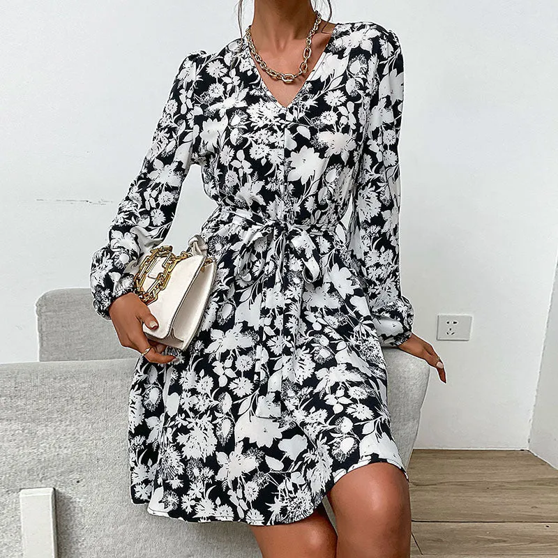 Autumn Long Sleeve Floral Dress