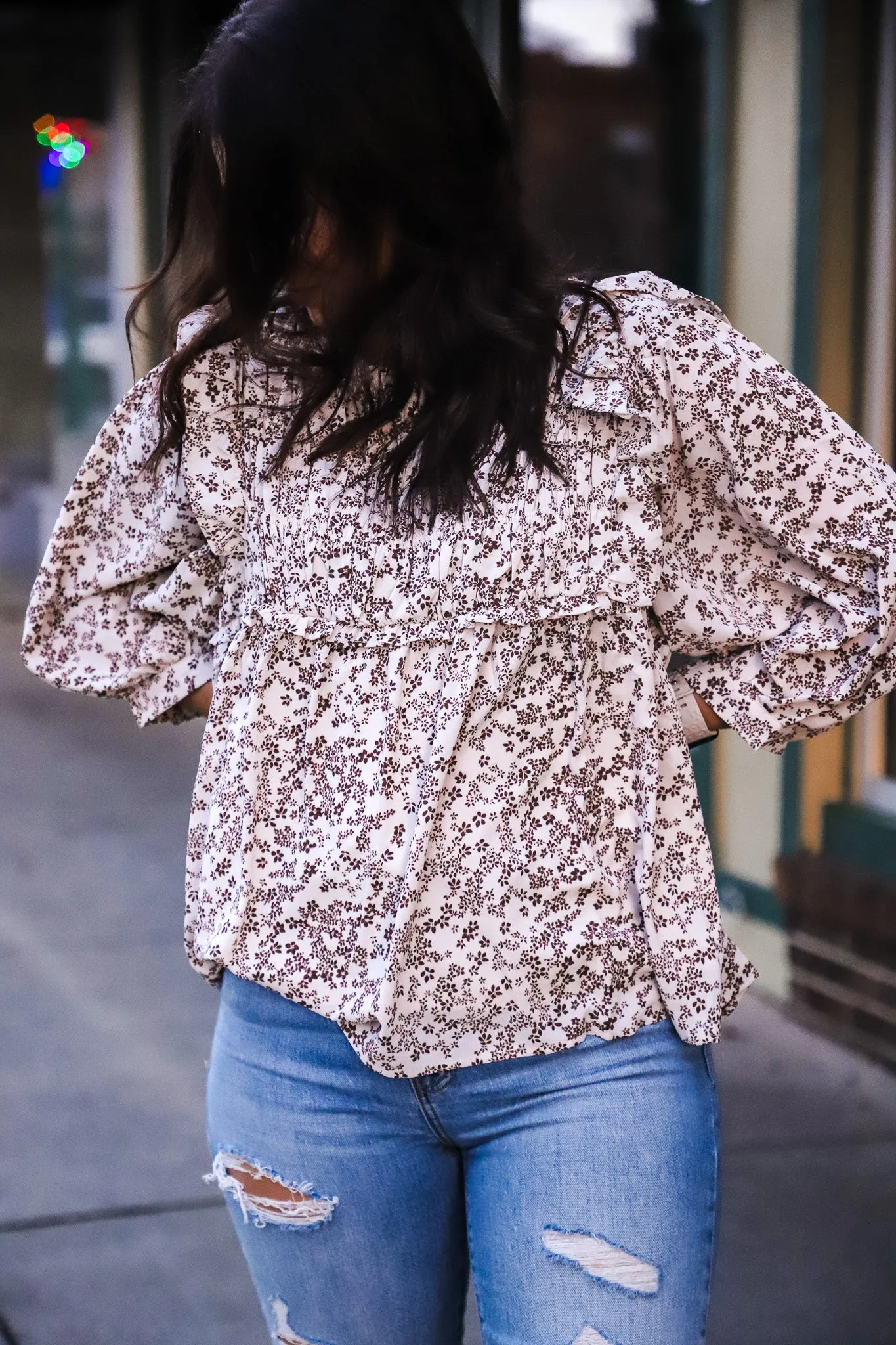 Be The Moment Cream Floral Blouse