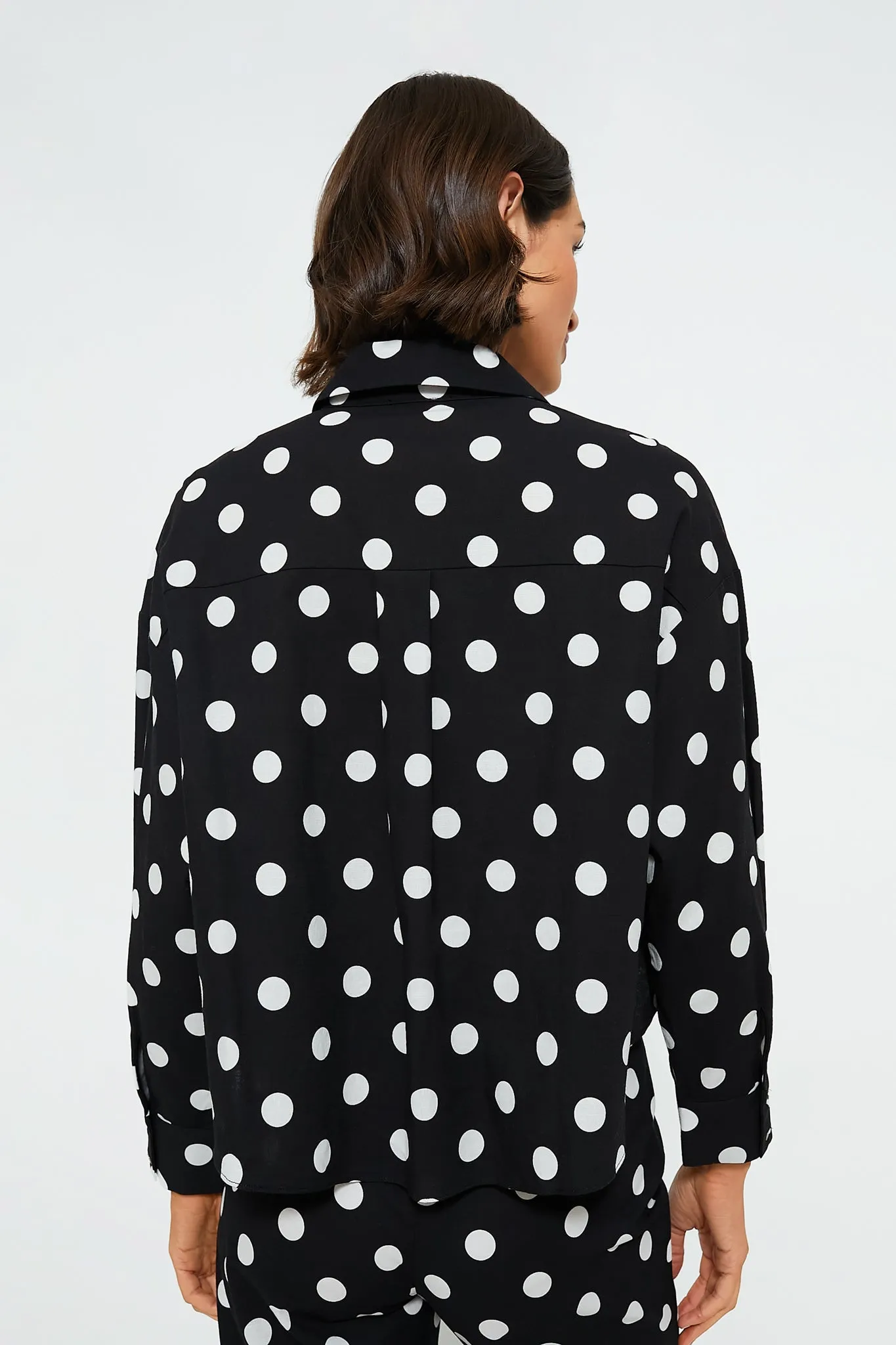 Black Polka Dot Tie-Front Juliana Shirt