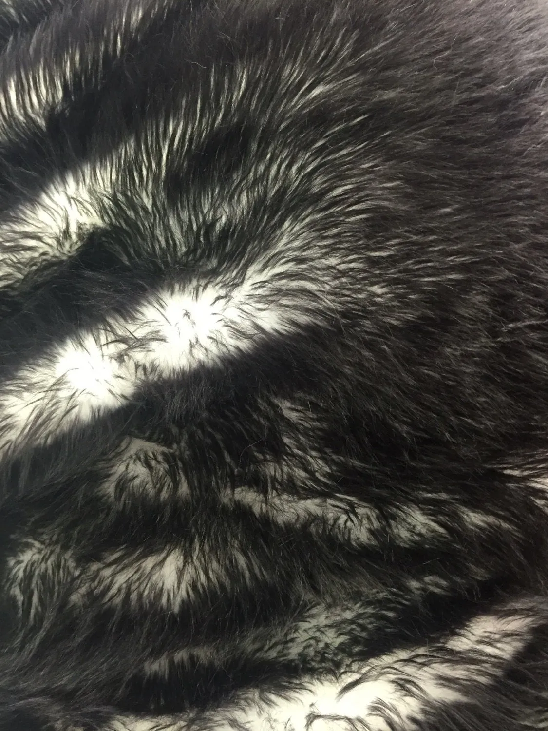 Black/of white cotton candy design-shaggy faux fun fur-2 tone super soft faux fur-sold by the yard-