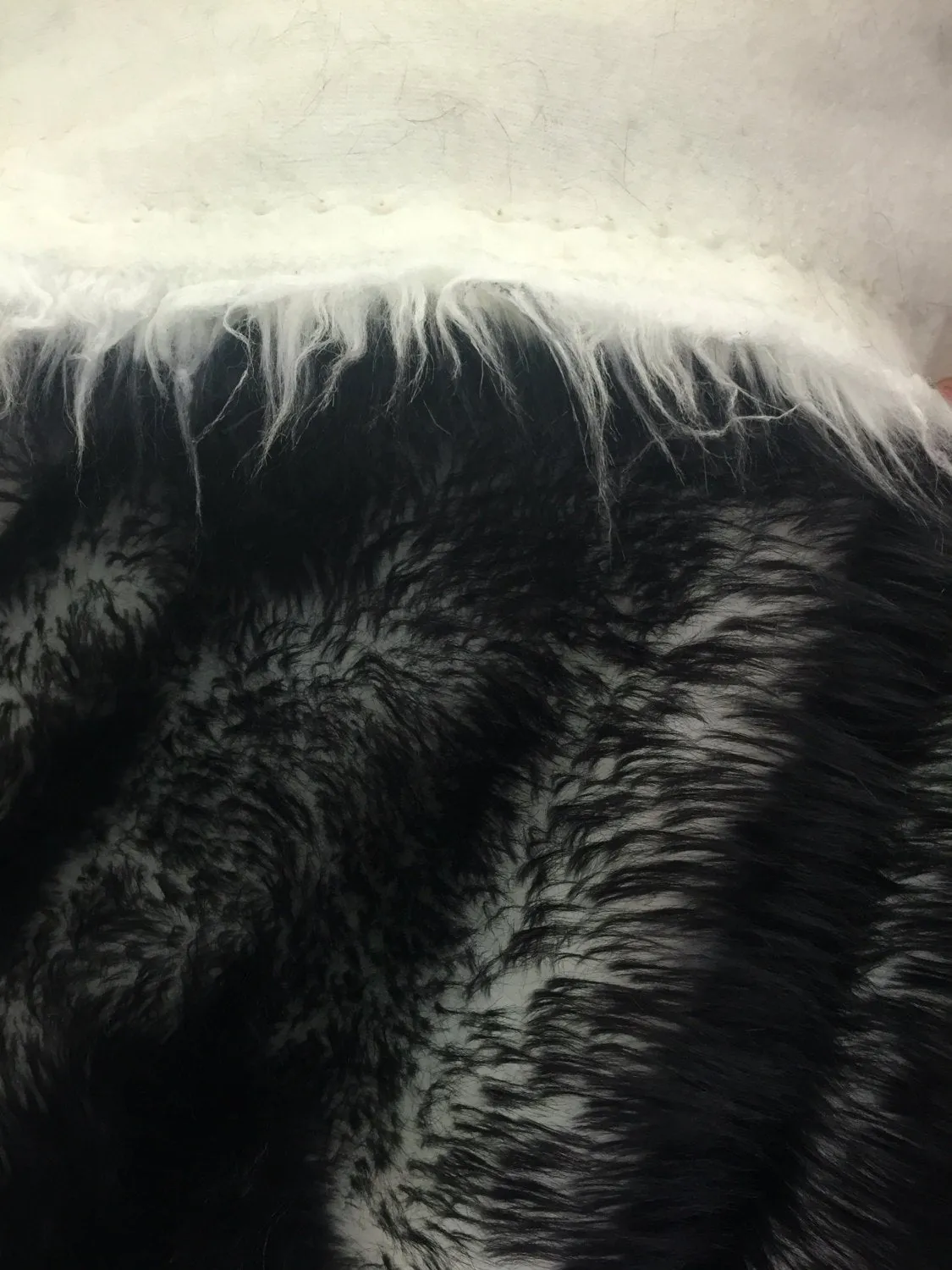 Black/of white cotton candy design-shaggy faux fun fur-2 tone super soft faux fur-sold by the yard-