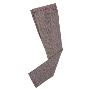 Brown Red Houndstooth Plaid Tweed Pants