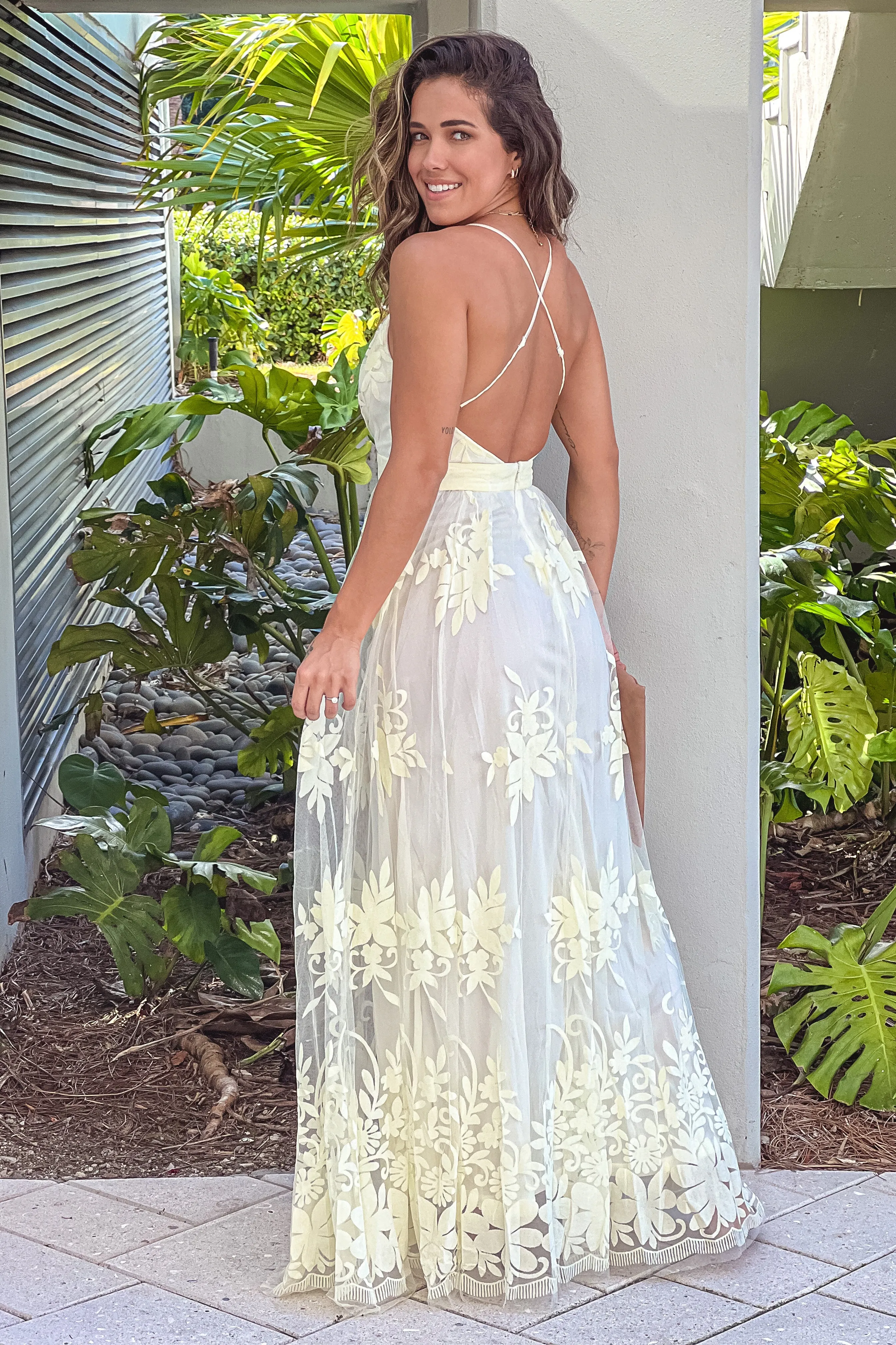 Butter Floral Tulle Maxi Dress