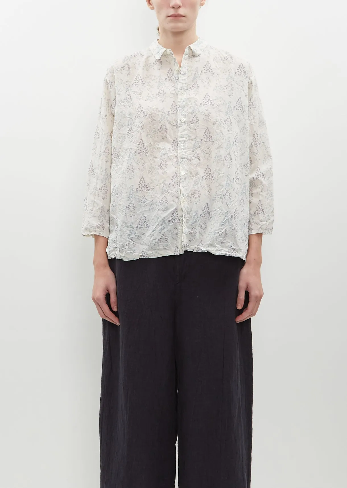 Calamint Print Blouse — Ivory