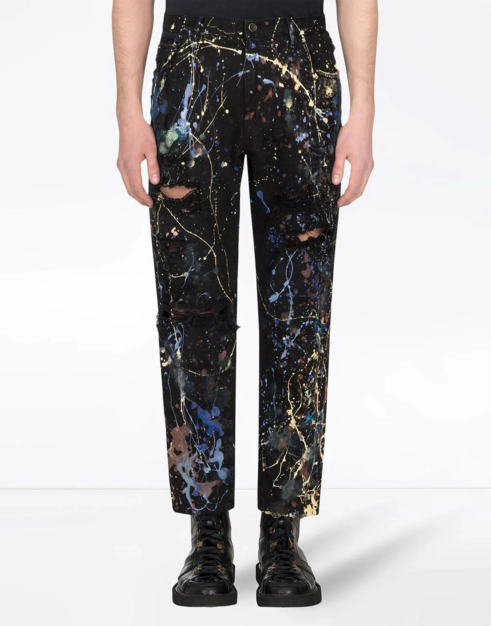 Color Splash-Effect Jeans