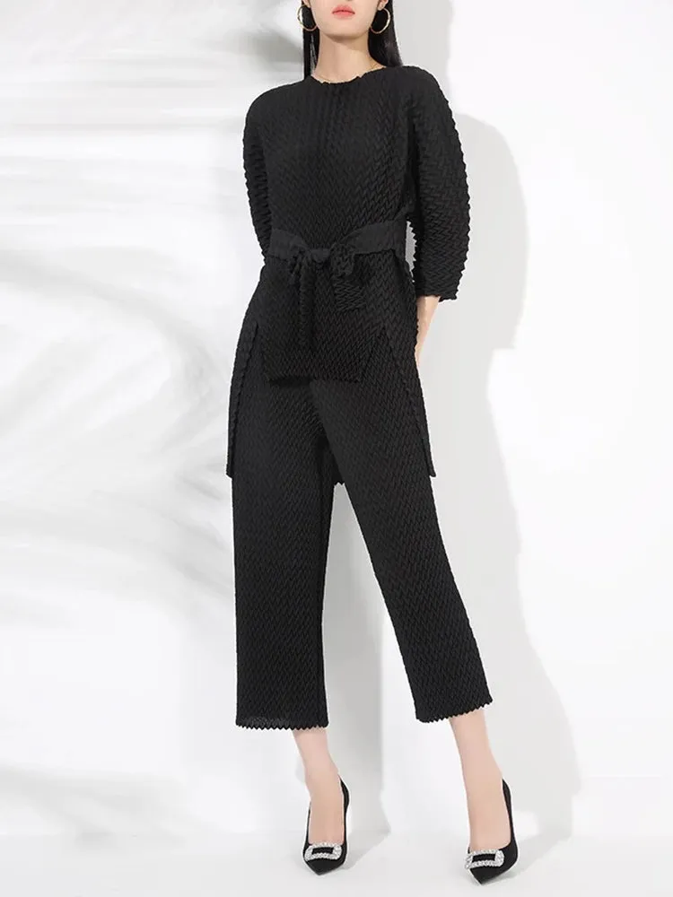 Couture Pleated Modern Trousers & Top Set