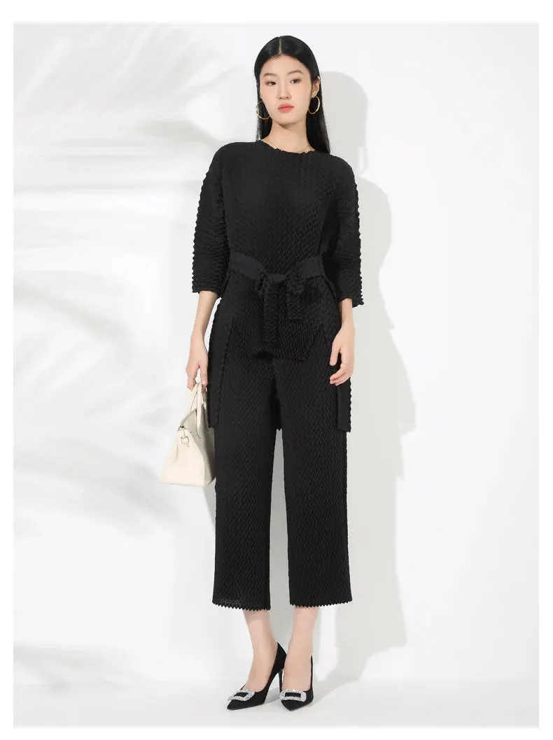 Couture Pleated Modern Trousers & Top Set