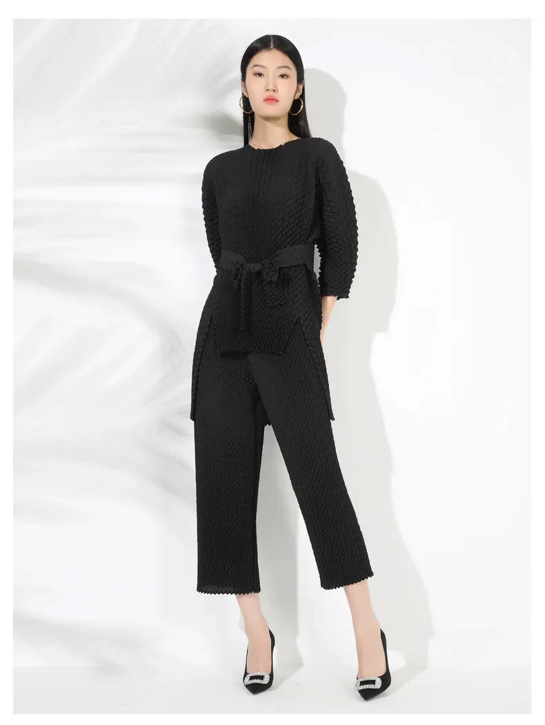 Couture Pleated Modern Trousers & Top Set