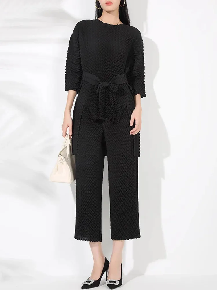 Couture Pleated Modern Trousers & Top Set