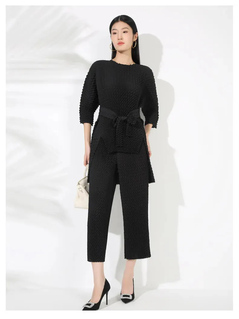 Couture Pleated Modern Trousers & Top Set