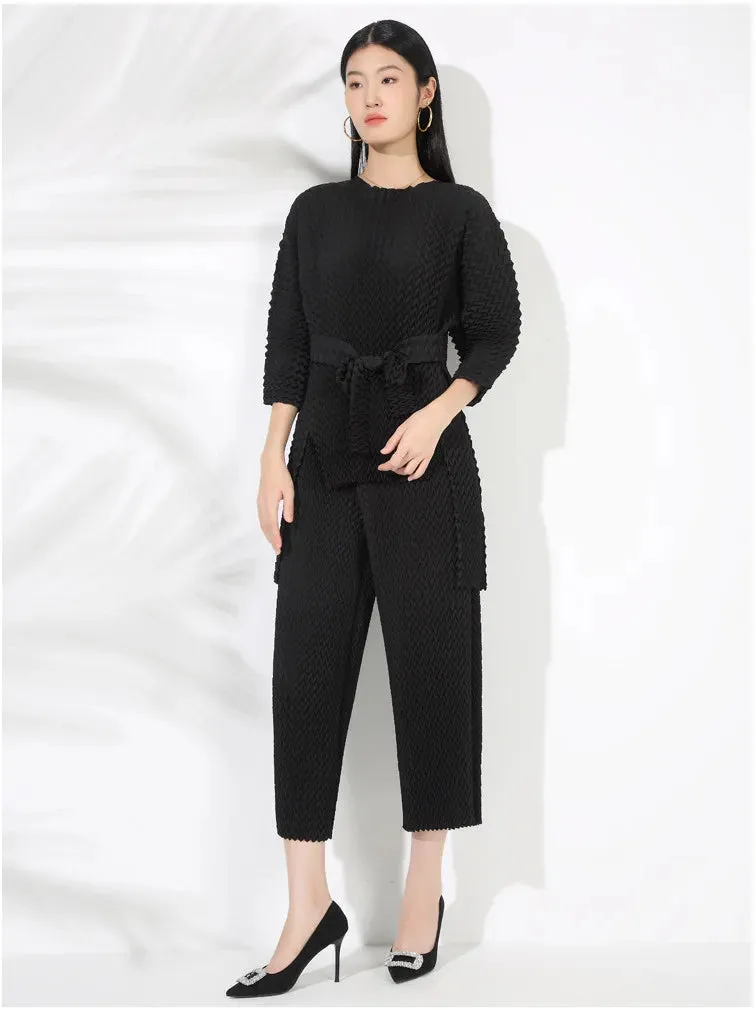 Couture Pleated Modern Trousers & Top Set