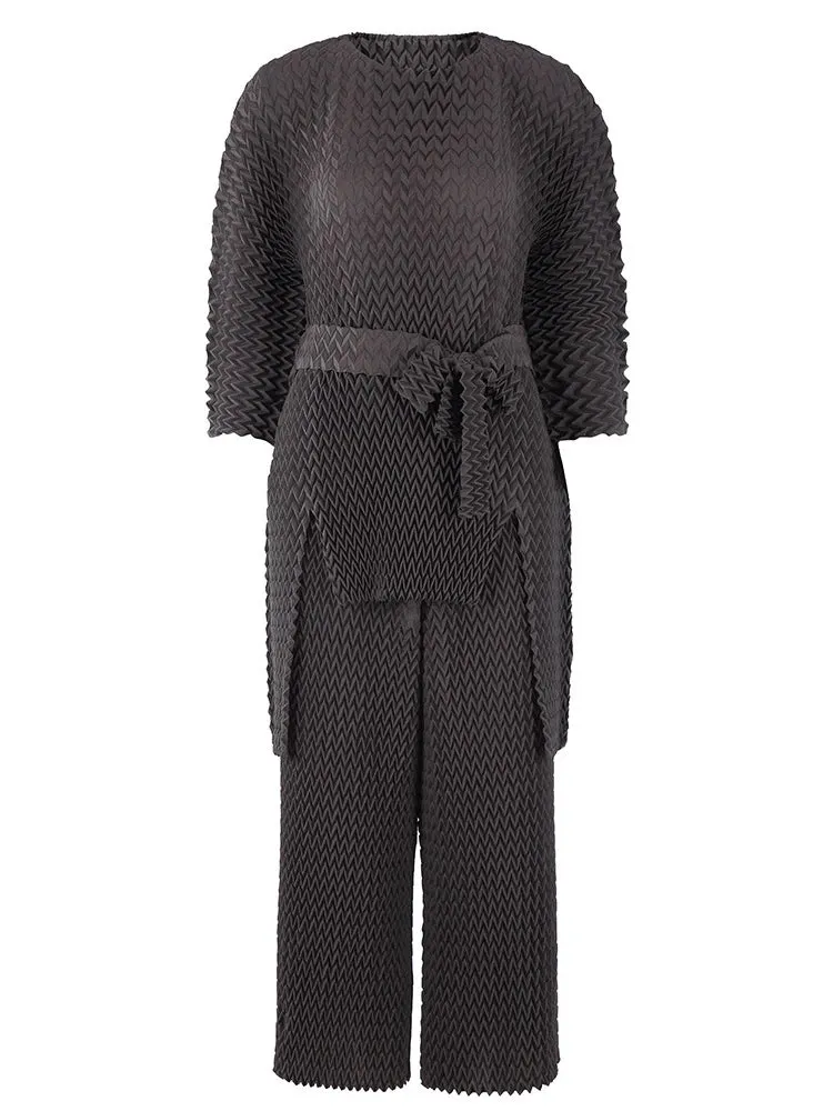 Couture Pleated Modern Trousers & Top Set