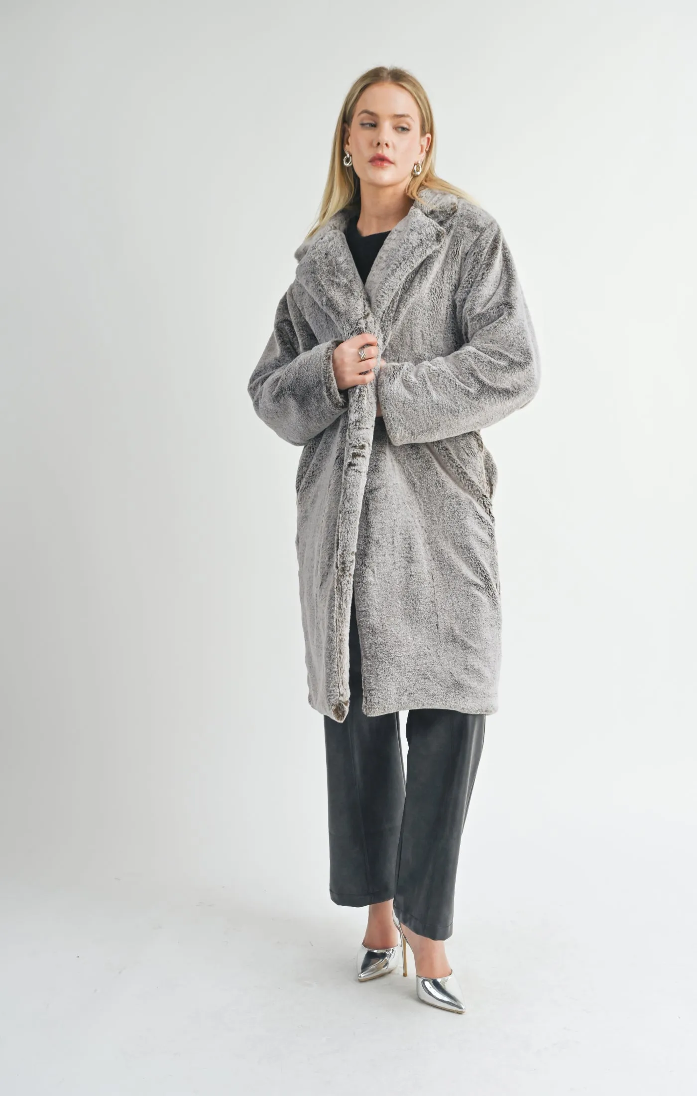 DARING 2 TONE VEGAN FUR COAT