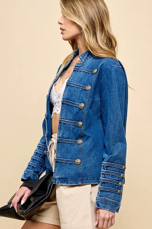 Denim gold buttons jacket