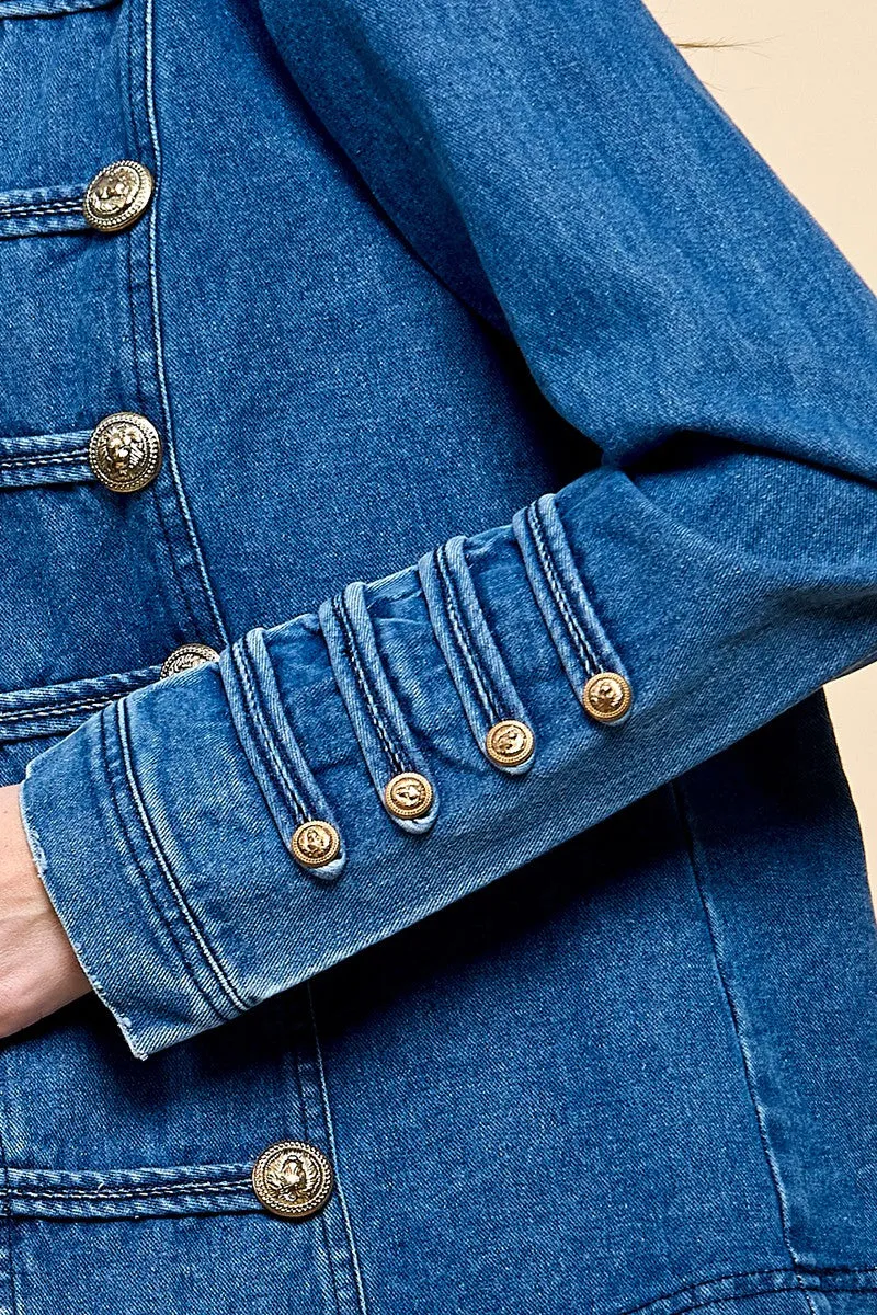 Denim gold buttons jacket