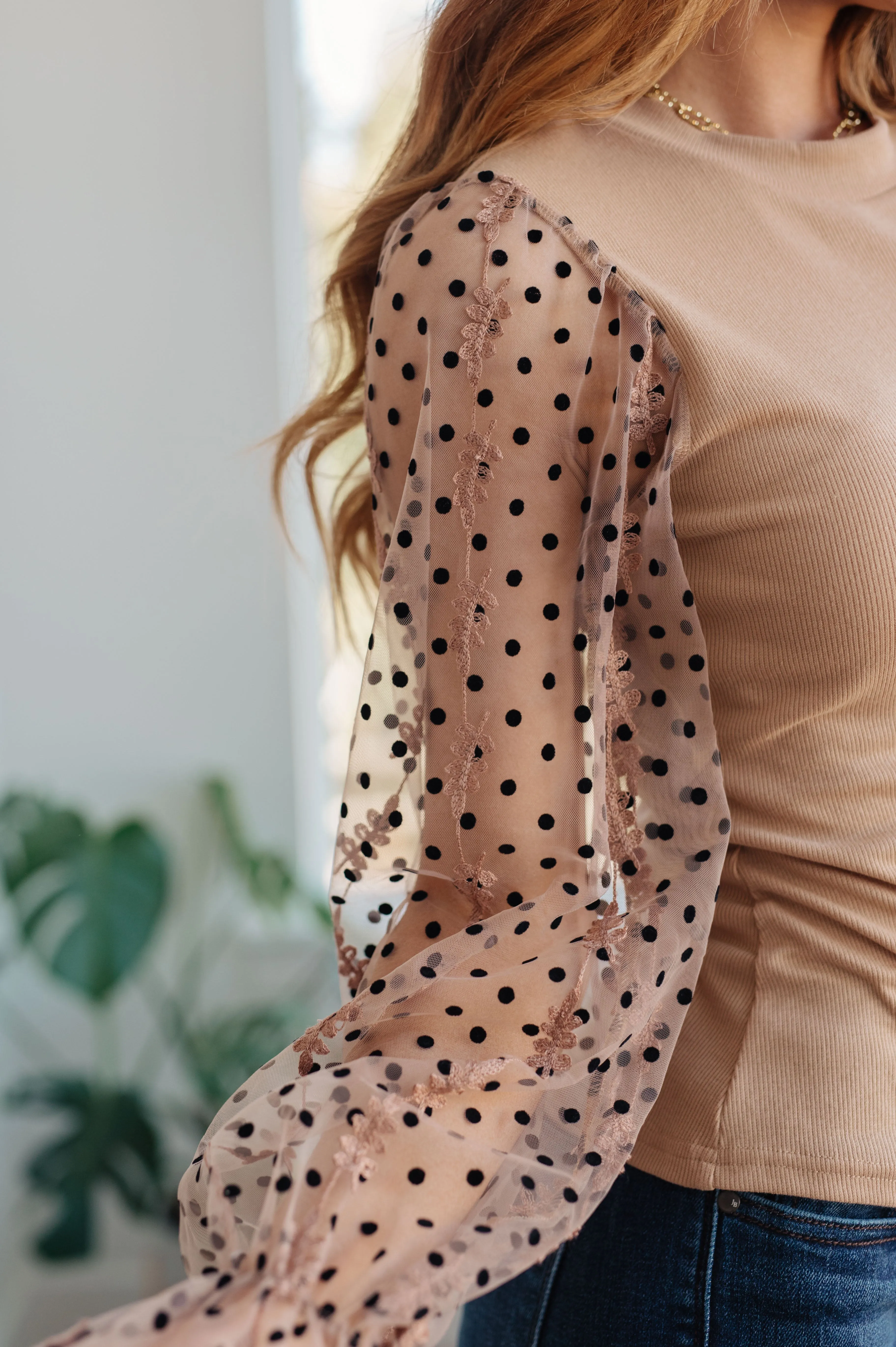 Dotted Sleeves Blouse