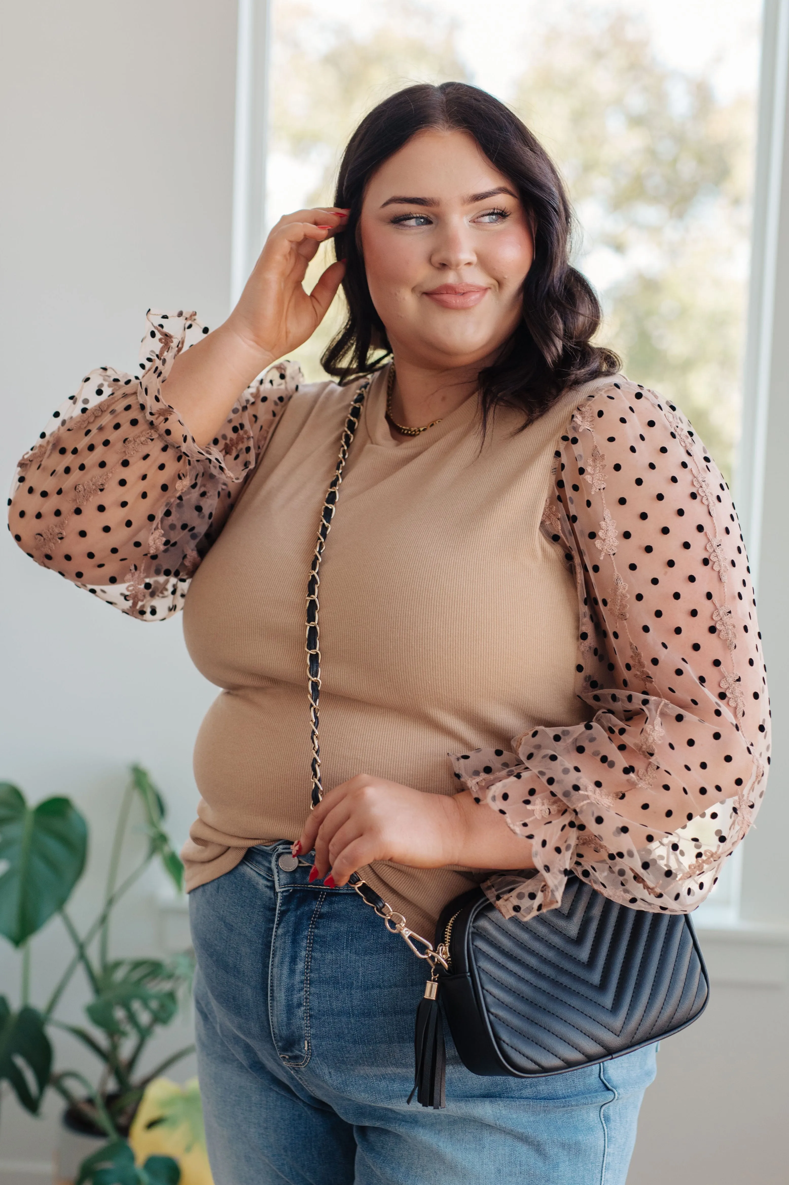 Dotted Sleeves Blouse