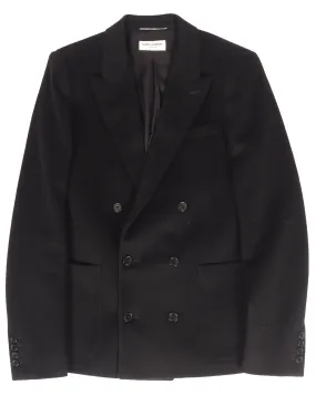 Double-Breasted Wool Tuxedo Blazer