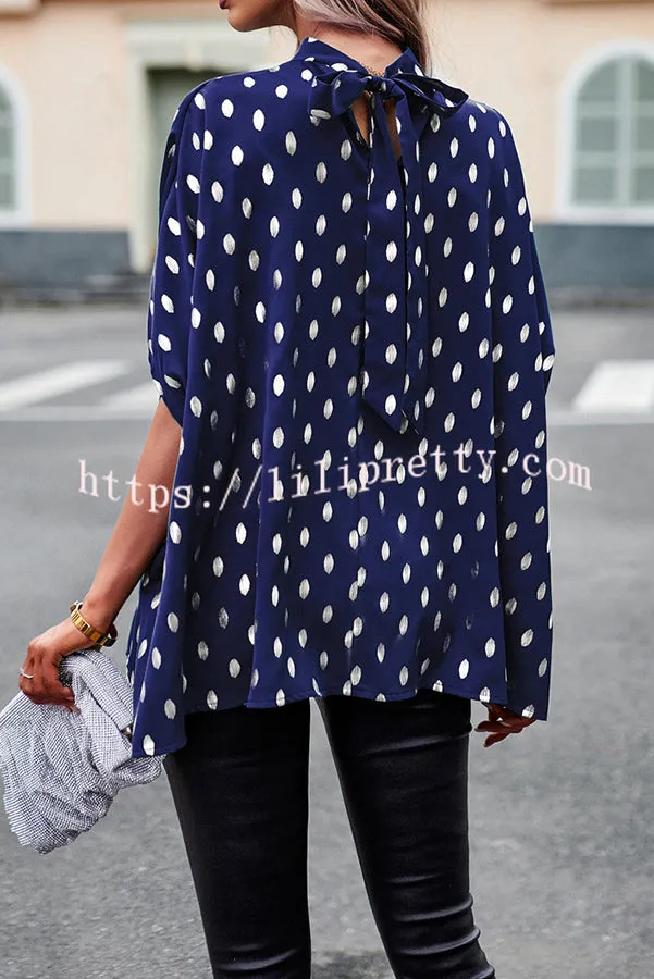 Eliana Polka Dot Print Dolman Sleeve Loose Blouse