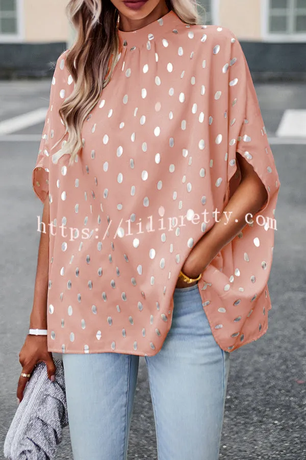 Eliana Polka Dot Print Dolman Sleeve Loose Blouse