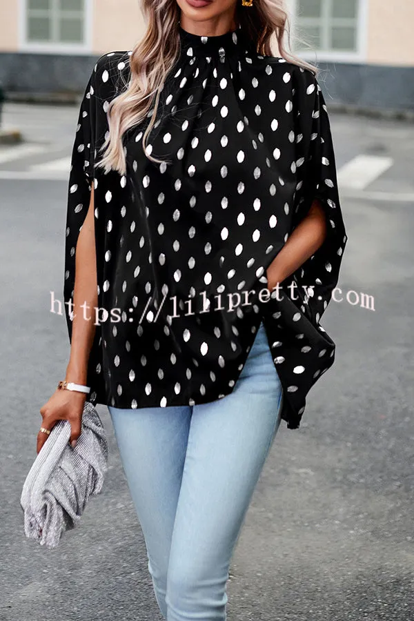 Eliana Polka Dot Print Dolman Sleeve Loose Blouse