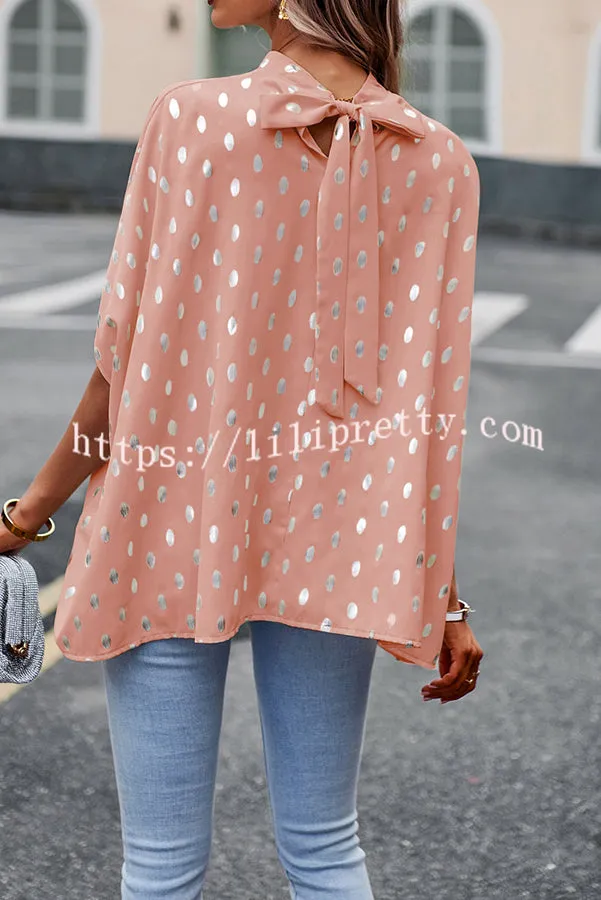 Eliana Polka Dot Print Dolman Sleeve Loose Blouse