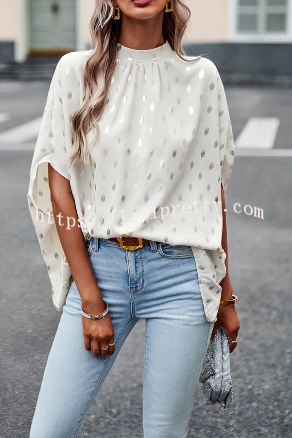 Eliana Polka Dot Print Dolman Sleeve Loose Blouse