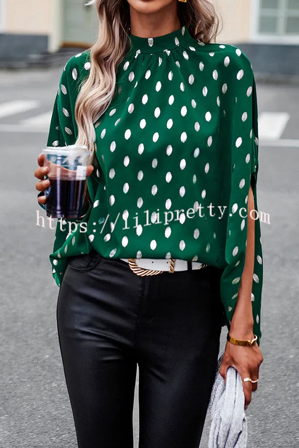 Eliana Polka Dot Print Dolman Sleeve Loose Blouse