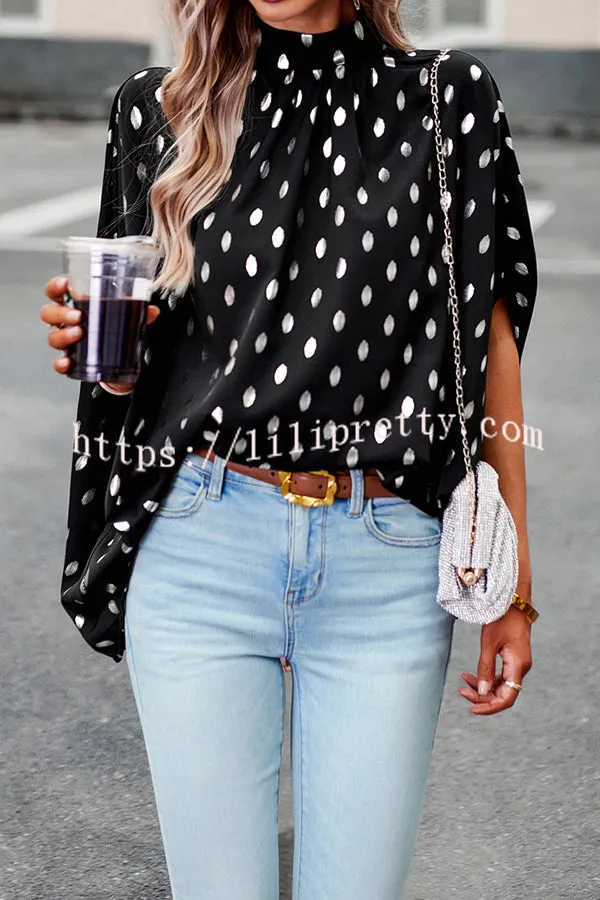 Eliana Polka Dot Print Dolman Sleeve Loose Blouse