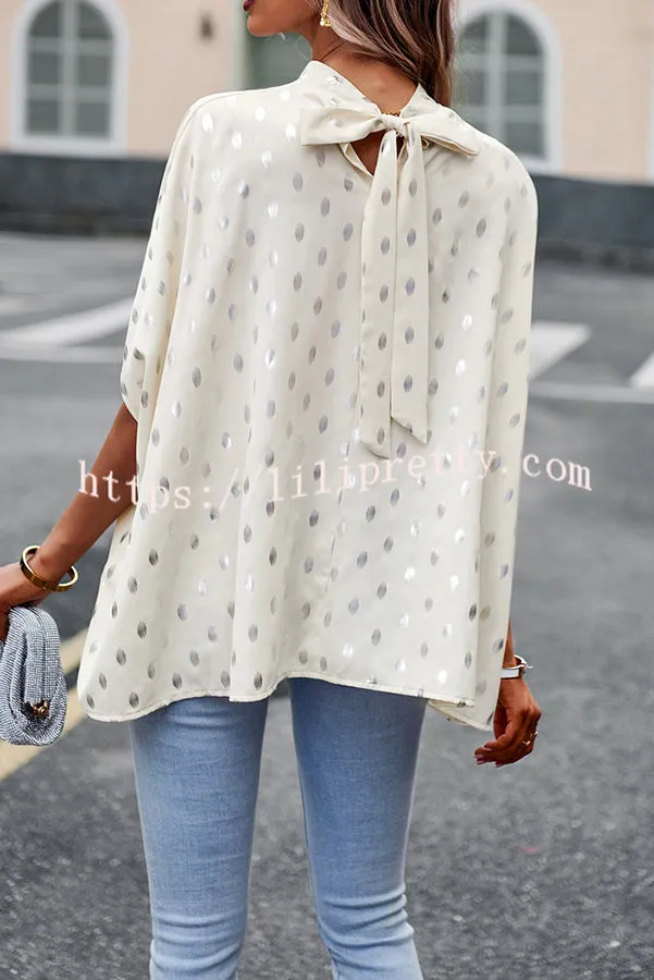 Eliana Polka Dot Print Dolman Sleeve Loose Blouse