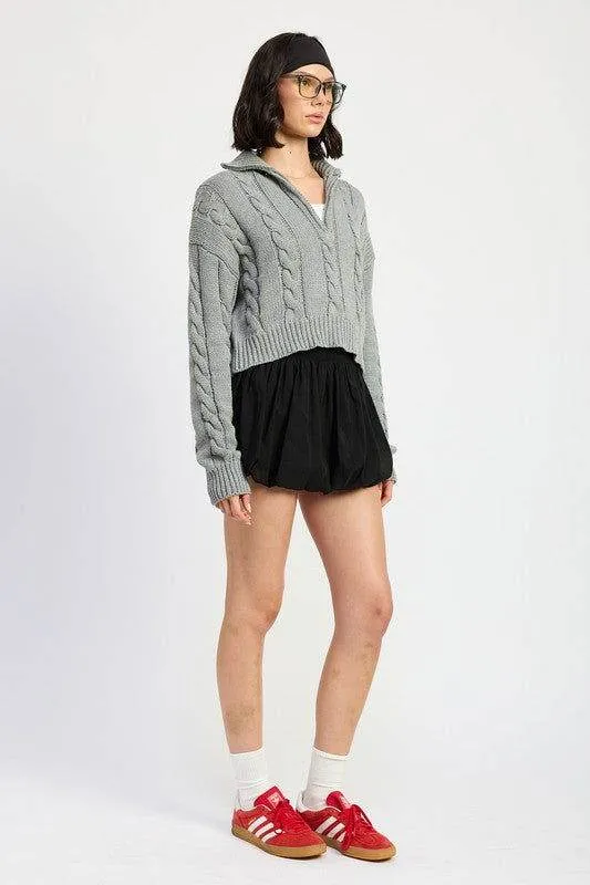 Emory Park Cable Knit Sweater With Half Zip