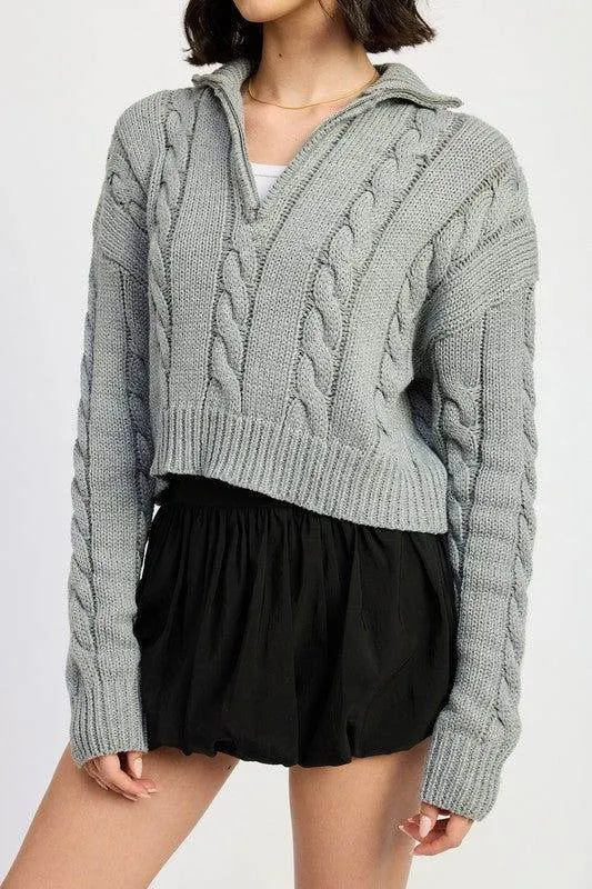 Emory Park Cable Knit Sweater With Half Zip