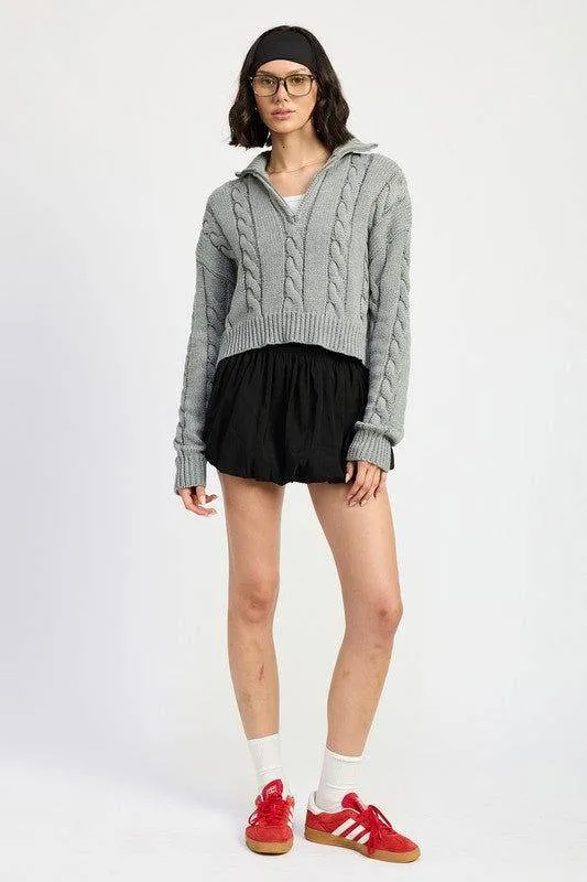 Emory Park Cable Knit Sweater With Half Zip