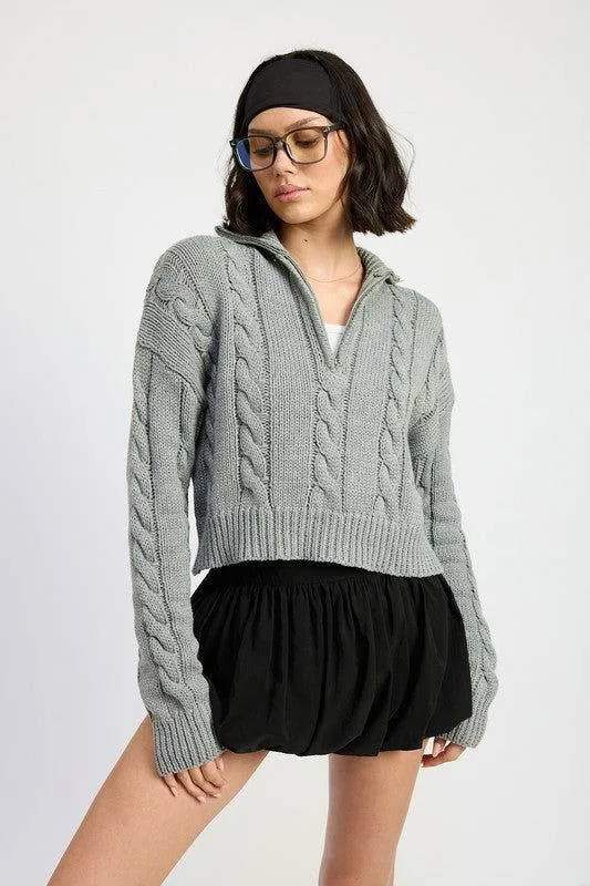 Emory Park Cable Knit Sweater With Half Zip