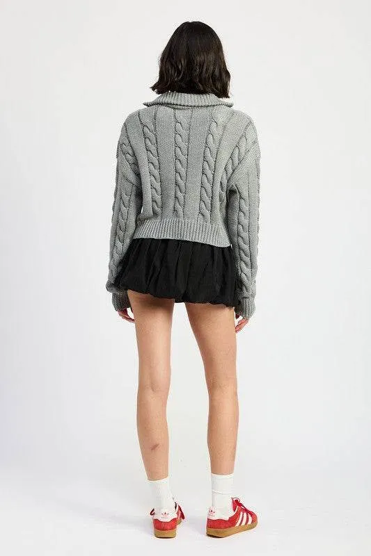 Emory Park Cable Knit Sweater With Half Zip