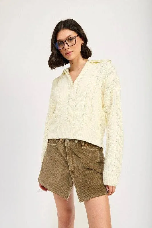 Emory Park Cable Knit Sweater With Half Zip