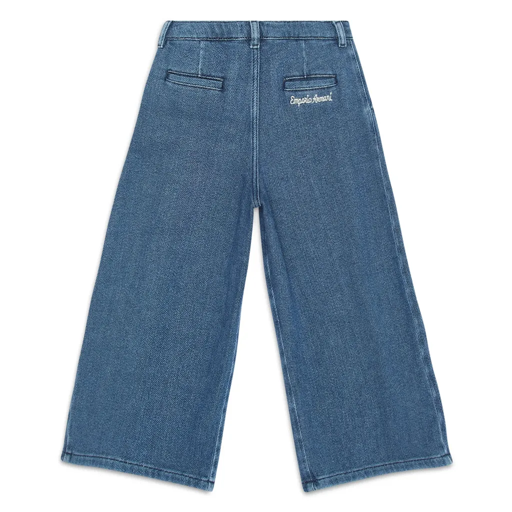 Emporio Armani Junior J40 Flared Denim Jeans With A Very Wide Leg