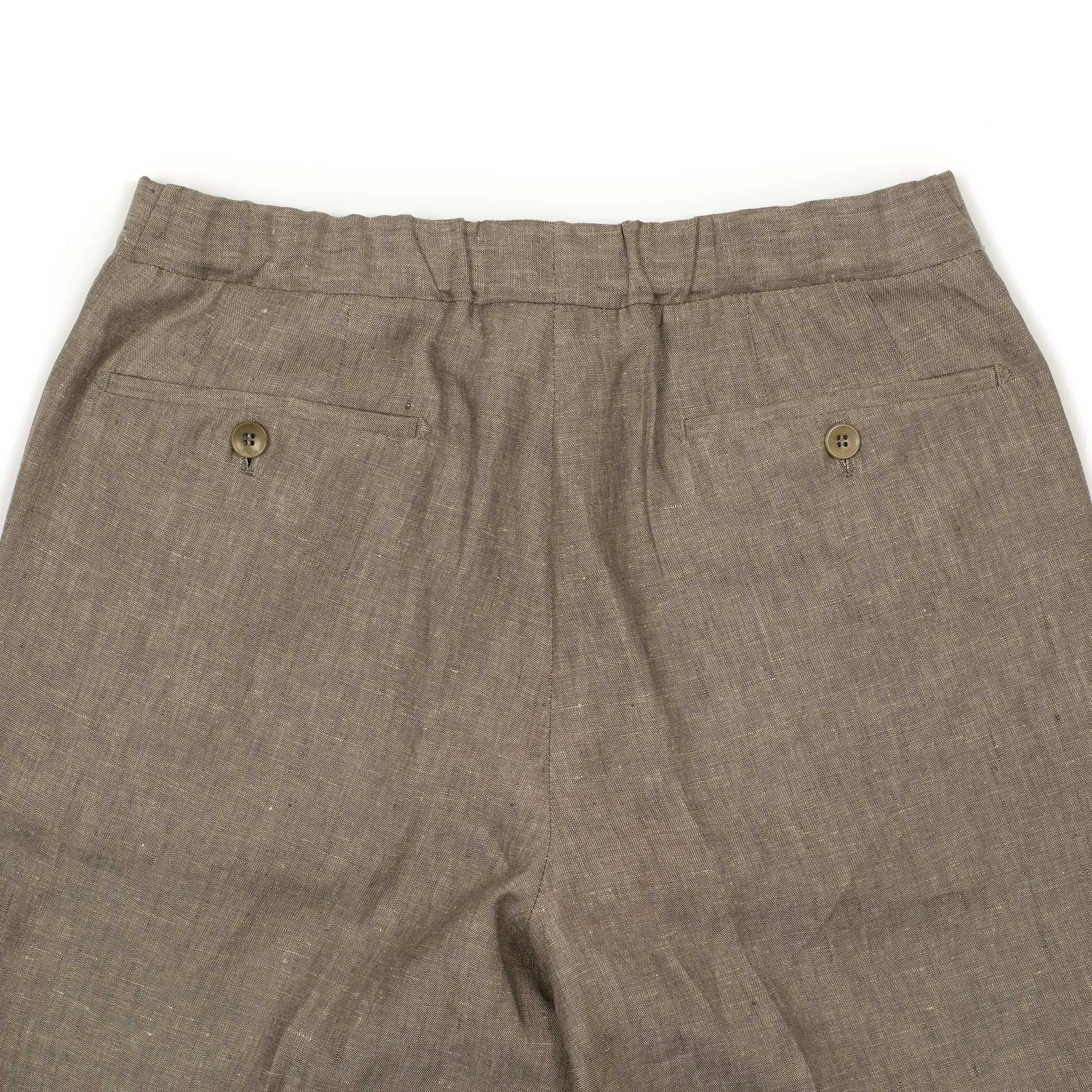 Exclusive single-pleated easy pants in brown linen