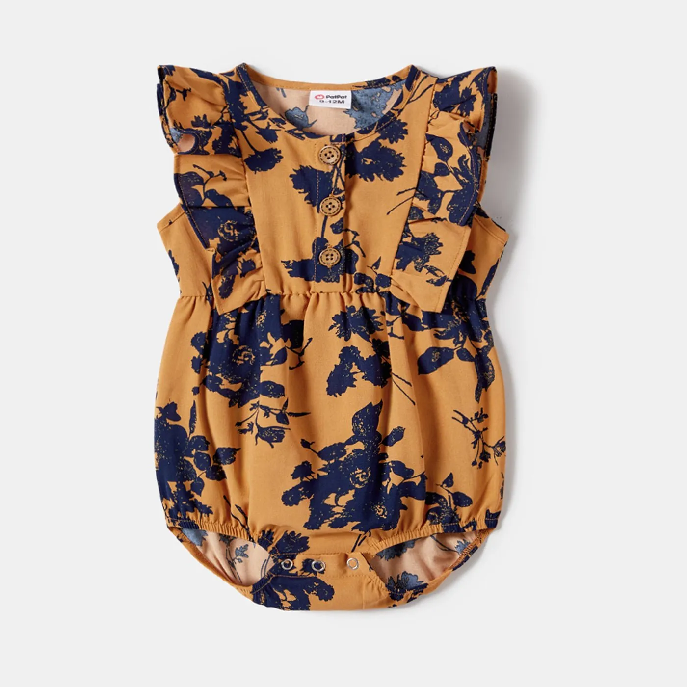 Family Matching Allover Floral Print Belted Dresses and Color Block Polo Neck T-shirts Sets