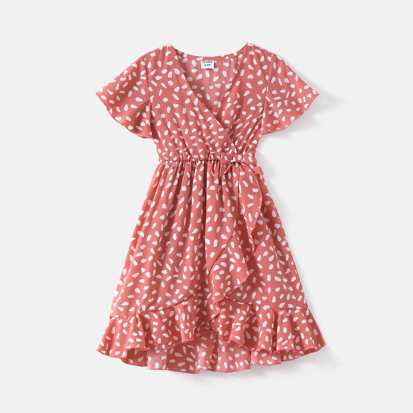 Family Matching Allover Floral Print Shirred Tiered Dresses and Short-sleeve Colorblock T-shirts Sets