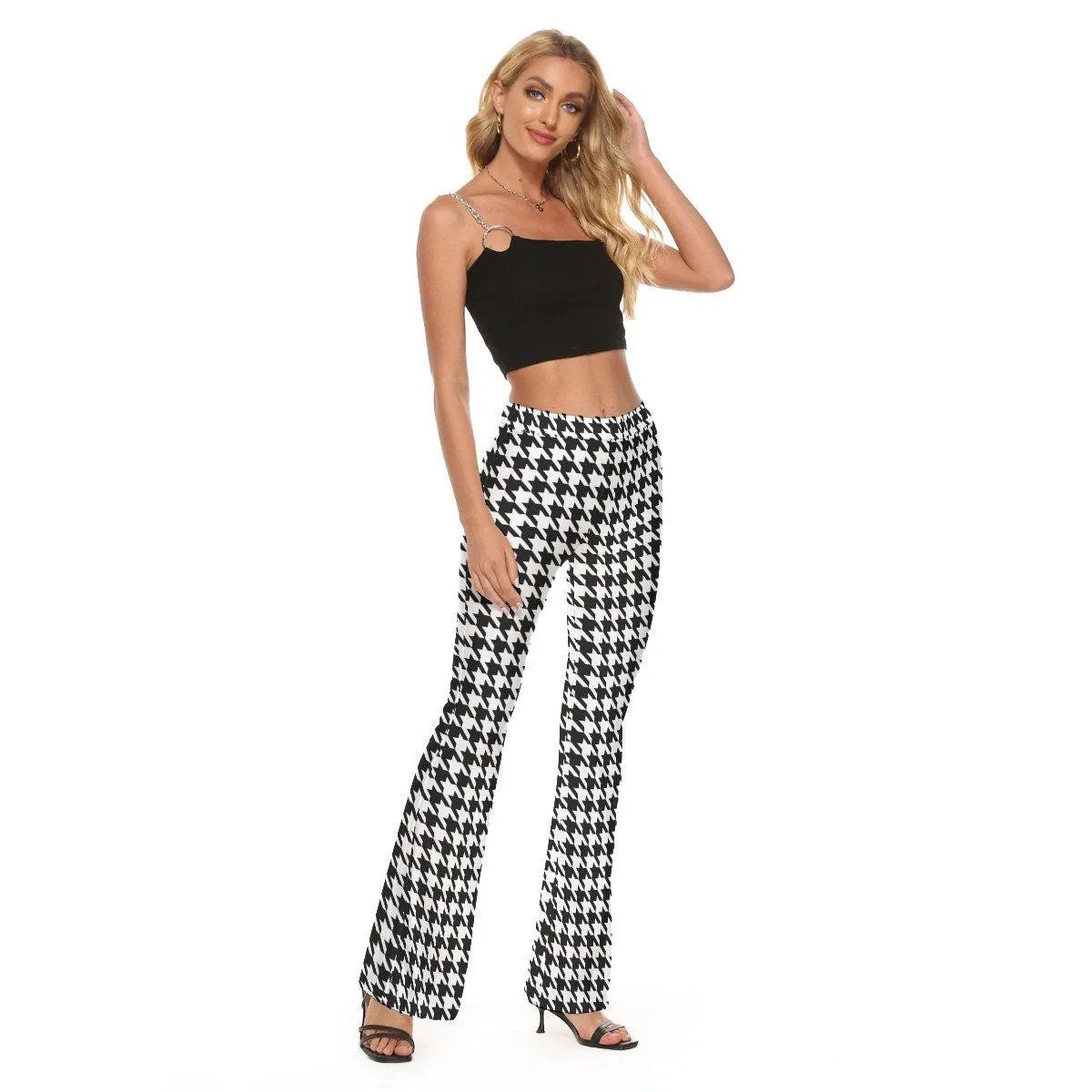 Flare Pants, Houndstooth Pants, Black Houndstooth Pants, Women's Pants,  60s style pants, Retro Flare Pants, 60s pants, Bell Bottom Pants