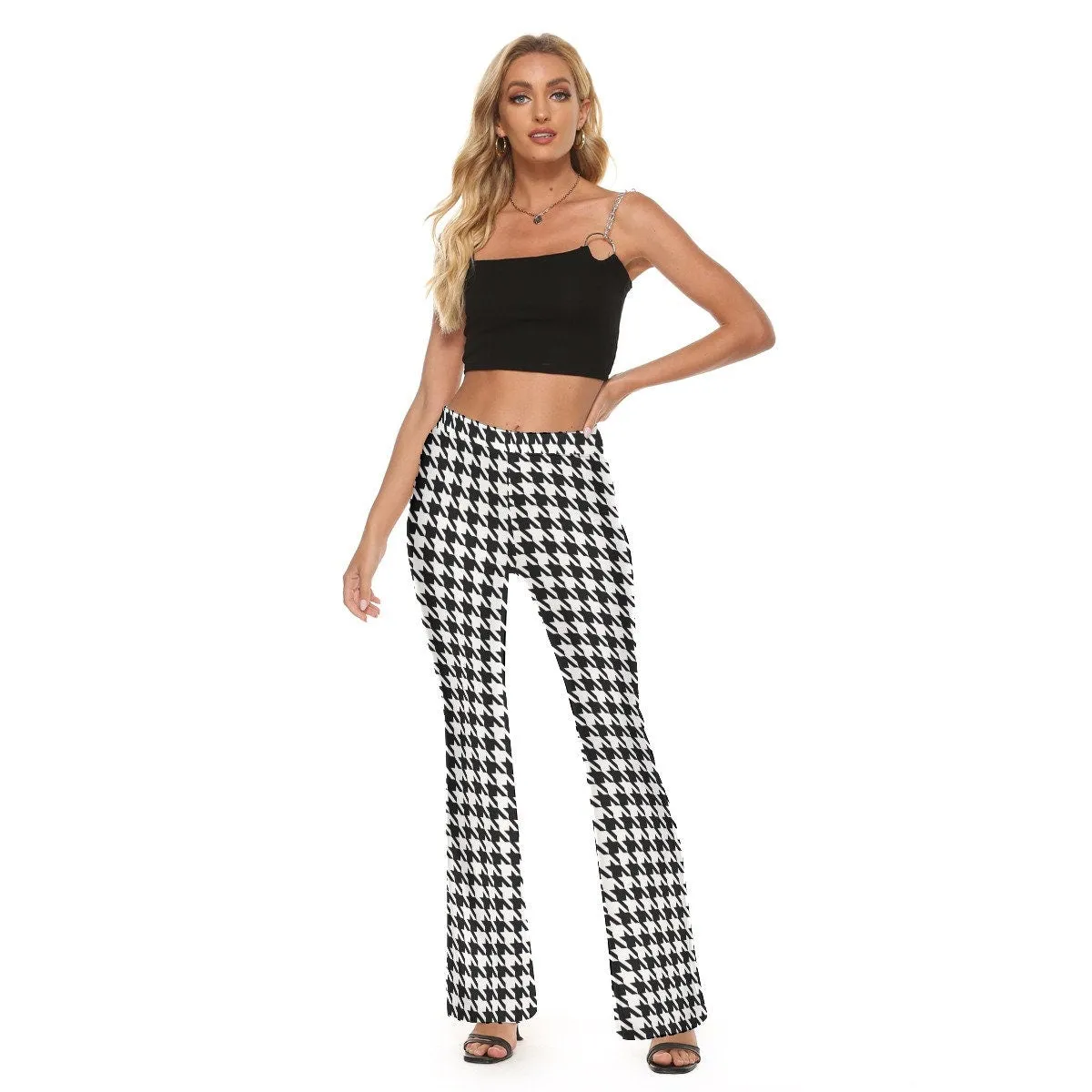 Flare Pants, Houndstooth Pants, Black Houndstooth Pants, Women's Pants,  60s style pants, Retro Flare Pants, 60s pants, Bell Bottom Pants