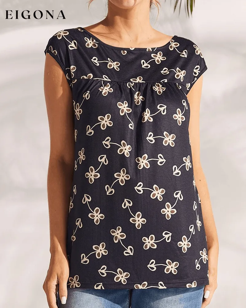 Floral and Polka Dot Print T-shirt