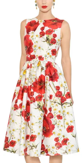 Floral Print Pleated Dress