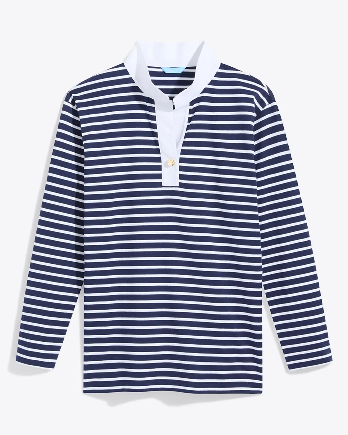 Gillian Long Sleeve Top in Navy Mariner Stripe